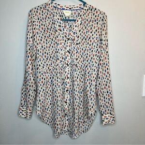 Anthropologie Maeve Women Calia Tunic Top Hat Print Pleated Blouse Size 0